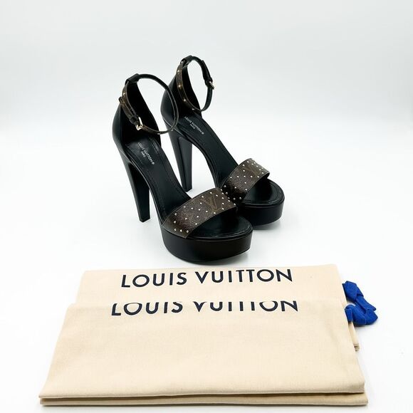 Louis Vuitton LV Monogram Afterglow Platform Sandals Heels New Size 38, 8 - Picture 1 of 13